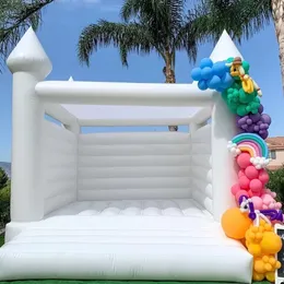 4.5x4.5m (15x15ft) Full PVC Beyaz Sıçrama Evi Şişirilebilir Atlama Düğün Bouncy House Jumper Yetişkin ve Çocuklar Düğünler İçin Newdesign Bouncer Kaleleri Partisi