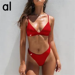 Alo Women Designer Bralette Swimsuit Bikini Swim Shorts Airlift Bielidła Bra Zestaw jogi strój Summer Silny kolor bez rękawów moda płynna linia zewnętrzna