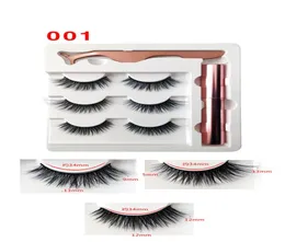 Epacket Ny 5in1 Magnetiska falska ögonfransar Set 3D Mink False Eyelashes Magnetiska ögonfransmagnetiska flytande eyeliner och tweezer2567161