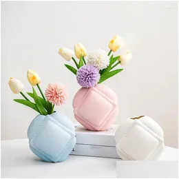 Vazolar Nordic tarzı düz renkli seramik vazo modern basit çiçek aranjman şişeleri ev oturma odası masaüstü süsleri sanat dekoratio dhob3