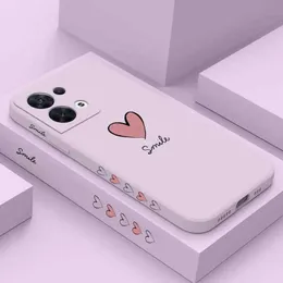 Casos de telefone celular Big Red Heart Phone Case para Oppo Reno 8T 8Z 7 7Z 6 5 F19 F9 Pro 4G 5G líquido Tampa de silicone.