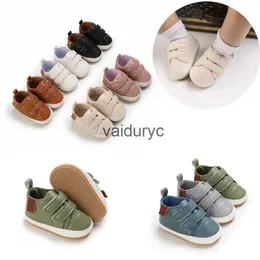 Первые пешеходы 0-18 м весна и осенний стиль 0-18 месяцев Baby Pure Color Fashion Leisure Sports Shoes Newborn Classic Toddler H240506