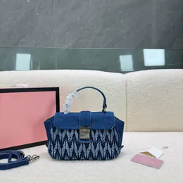Blue Falten Denim Bag Handtaschen Schulter -Crossbody -Taschen Frauen Miui Bag Designer -Taschen Mode Mini -Tasche Geldbörse mit Kiste