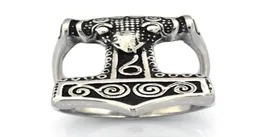 Fanssteel ze stali nierdzewnej Vintage Męskie lub Wemens Biżuteria Viking Split Shank Thors Hammer Pierścień Ring FSR15W0068154862093196