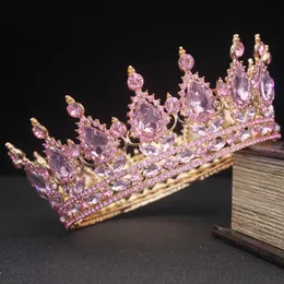 Fasce per la testa di cristalli rosa e concorso principessa corona diadema Decorazione per capelli da donna decorazione per capelli da sposa accessori per capelli per sposa Q240506