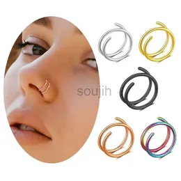 Body Arts 1Cs Aço inoxidável nariz duplo anel em espiral Septo de septo Piercing Brincos de argola de cartilagem TRAGUS Helix para mulheres jóias de narina D240503