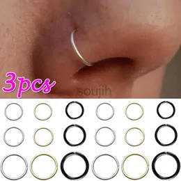 Körperkünste 3pcs rund geformte falsche Nasenring -Reifen Septum Ringe Edelstahl Nase falsche durchdringende Oreja Pircing Schmuck Nasenring Piercing D240503