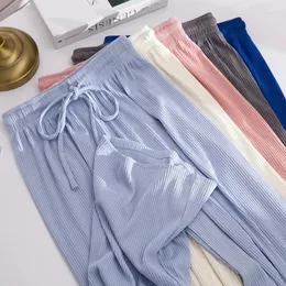 Women's Pants 2024 Fashion Loose Six-color High-waist Ice Silk Wide-leg Temperament Casual In Spring And Summer