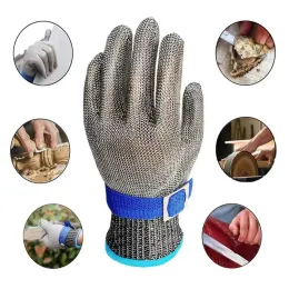 Luvas 100%Aço inoxidável Corte Luvas resistentes a luvas Anti -corte Proteção de segurança Prova à prova de arame Metal Cut Meat Kitchen Glove
