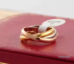 2021 Fashion Design Three Color Loop Mix Rings Men Women Couple Ring 316L Stainless Steel No Fade Love Gold Rings High Quality Jew3590217