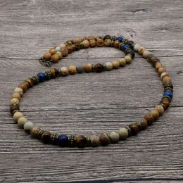 2018 vintage rustykalni mężczyźni Naszyjnik z koralikami Naturalny Picasso Stone Bead Naszyjnik dla mężczyzn Tribal Jewelry Best Friend Prezent SU-05 286S