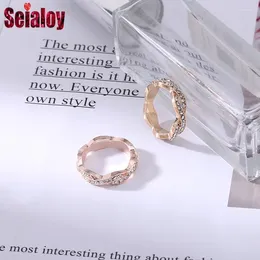 Cluster Ringe Seiaoy Rose Gold Farbe Runde Wind für Frauen Männer Original Mädchen Freundschaft stapelbares Paar Hochzeit Engagement