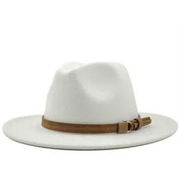 Vintage Fedora Hat Men Men imitacja wełniana elegancka dama szeroka grzbiet jazz panama sombrero czapka m038255892