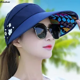 Softball yaz şapkaları kadınlar için katlanabilir güneş şapkası İnci Çiçek Visor Suncreen Disket Kapağı Kadın Açık Beyzbol Kapağı Kadınlar İçin