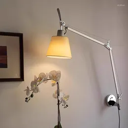 Lampa ścienna projektant mechaniczny Nordic Prosty sypialnia zagłówek odczytu ramię wahacza