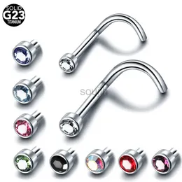 Body Arts 1pc G23 Titanium Crystal Nose Screw Stud Ring Zircon Orelha Helix Piercing Mix Color Nose Ring CZ Nose Jewelry D240503
