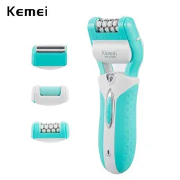 Electric Shavers Kemei Electric Epilator 3 i 1 uppladdningsbar Lady Depilador Callus Remover Hair Shaver Foot Care Tool Electric Hair Removal Y240503