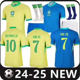 2024 2025 Brazils Soccer Jerseys L.Paqueta Neymar Vini Jr. 24 25 P.Coutinho Richarlison Football Shirt G.Jesus T.Silva Bruno G. Pele Casemiro Men Women Kids Set Jersey