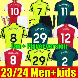 New 23 24 SMITH ROWE SAKA soccer jerseys Fans Player MARTINELLI 2023 2024 football shirt Men Kids kit ODEGAARD NKETIAH ARS G JESUS FABI 212e