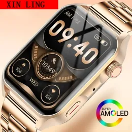 Relógios 2023 SmartWatch Golden Smart Watch For Men Women HD Screen Bluetooth Chamado IP68 Atividade Rastreador de fitness para Android iPhone