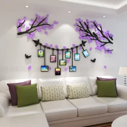 Adesivos Foto de família Artista de árvore de árvore 3D Adesivos de parede de acrílico papel de parede para sala de estar decalques decorativos da cozinha decomos de decoração de parede