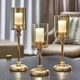 Luxury Candlestick European Golden Candle Holder Aromatherapy Cup Home Decoration for Wedding Bar Party Table Ornaments 240506
