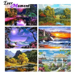 Stitch Ever Moment Diamond Målning Färgglad naturskön konst Bild Fullt fyrkantigt Hart Diamant Embroidery Handmade dekoration ASF2120