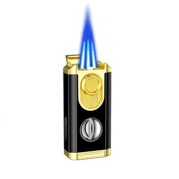 Cigar Lighter New Product Cigar Lighter Triple Flame Jet Torch Lighter With Lighter Holder And Cigar Cutter