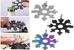 18 in 1 Stainless Steel MultiTool Snowflake Screwdriver Wrench Bottle Opener Key Chain Multitool Card Outdoor Survive Camping Too5690490