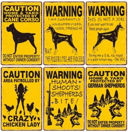 Warning Dog Metal Painting Vintage Poster Beware of Dog Retro Tin Plates Wall Stickers for Garden Family House Door Decoration 20c6383765