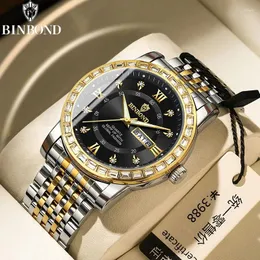 腕時計ビンボンドユースファッションメンクォーツ腕時計高級スチールストラップラミナス防水ビジネスカジュアルウォッチレリジオマスキュリノ