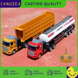 Electric/RC Car 1/48 36Cm Big Rc Truck Model 27 Mhz Wireless Remote Control Dump Truck Transporter Container Truck Rc Car Toys for Boy Kid Child T240506