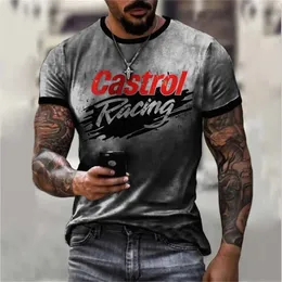 Castrol Öldruck Herren T -Shirt Vintage Kurzarm Tees Casual Tops Straße Übergroße T -Shirts für Männer Kleidung Streetwear XL 240423