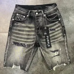 2024 Kısa Kotlar Erkekler Şort Mor Kotlar Kısa Denim Mens Kısa Kot Şort Yırtık Kot Roman Tasarımcı Kot Diz Jean Mens Kot Kısa Kot 34