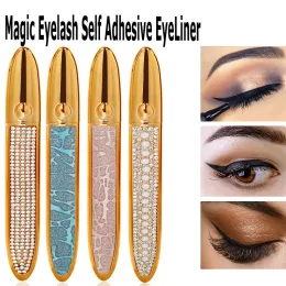 Eyeliner Magic Eyelash Auto Adesivo Pen do Eyeliner preto Lápis de linear de olho de diamante sem cola Ferramentas de maquiagem de olhos à prova d'água