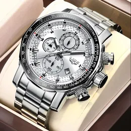 Avanadores de punho Man Assista Lige Luxo Aço inoxidável masculino Esporte Militar Militarmente Imper impermeável Big Watches Men quartzo relógio Relógio Masculino