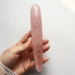 Decorative Figurines Natural Rock Hand Carved Rose Quartz Crystal Massager Wand For Healing MJP