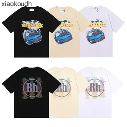RHUDE High End Designer Roupos para Racing Design Comemorativo de Manga Curta Camiseta de Angeles Street Men e Women Logo