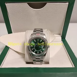 25 Style Mens With Box Automatisk Watch Men's 42mm 336934 Green Dial Fluted Bezel 904L Rostfritt stålarmband 326934 Gul guld Everose Mekaniska sportklockor