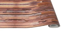 Bakgrundsbilder Skala och stick tapeter Plank Papper Kontaktåtervunnet trä Självhäftande avtagbart för badrumsväggdekor6542028