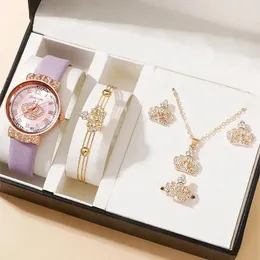 ساعة Wristwatches Fashion Women Watch Watch Round Dial Classic Ladise Watches Simple Clock for Female Gift Jewelry Set Relogio feminino