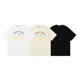 Moda Rhuder Brand Designer Roupas Coleção Mountain Alphabet Racing Round Round Pesh Neck Manga curta T-shirt Summer Top para homens Mulheres com logotipo 1: 1