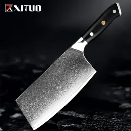 Cleaver Knife Damascus Steel 7 -calowy chiński szef kuchni Pro Butcher Knife ostre nóż kuchenny nóż mięso nóż g10 rączka