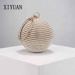 Xiyuan Goldsilver Perlen Perlen Abend Handtasche Frauen Strass Cheongsam Metallkupplung Geldbeutel Damen Hochzeitsklammertaschen 240430