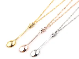 Charm Tiny Tea Spoon Pendant Necklace With Crown Necklace 3 Colors Creative Mini Long Link Jewelry Spoon Halsband3342246