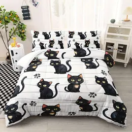 Tampa de edredão Kawaii Cat Print Duvet, Allononon Bedding para adolescentes e adultos Decoração de cama de quarto, amor de animal fofo - 1 edredom com 2 fronhas