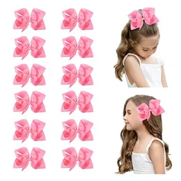 15st Lot 6 Big Hand-Made Grosgrain Ribbon Hair Bow Alligator Clips Hårtillbehör för Little Teen Toddler Girls 230T