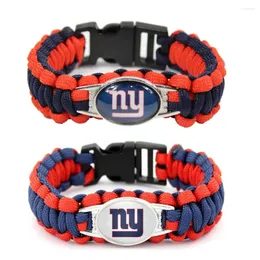 Bangle 18 25mm Glass Football Charms Letter NY Bracelet Paracord Survival Roped Rope Sports Barkles DIY Jewelry