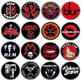 Brosches runda rockband logo metall emalj stift musik hiphop lapel badge denim jacka ryggsäck brosch dekoration givna vänner fans gåvor