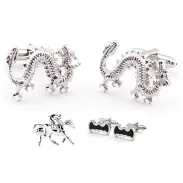 CUFF LINKS MEN039S CUFFLINK Animal Sier Modna Moda Smok Sleeve Button For Men Akcesoria przyciski 5Pairl6373905 Drop dostawa Żyd Dhczr